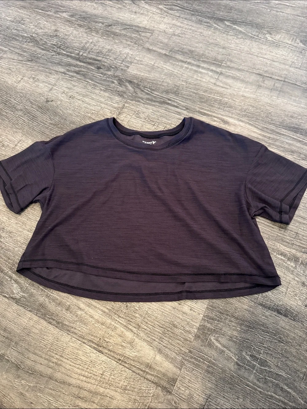 Girls Cropped Crew Neck Top - Black